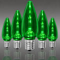 C9 Smooth LED Bulbs - Green - 25 Pack
