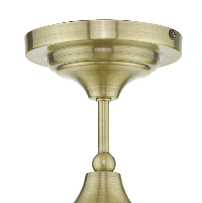 Caden Bathroom Semi Flush Antique Brass Opal Glass IP44<br>Antique Brass
