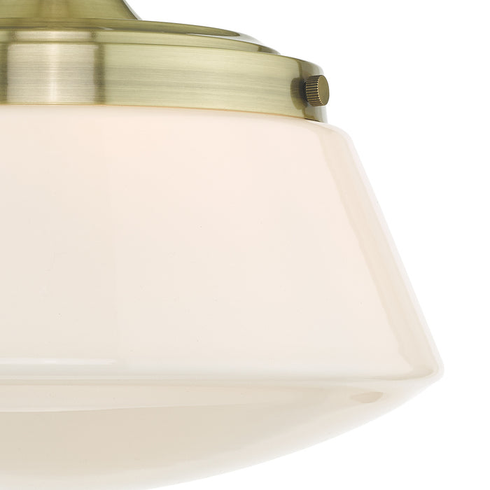 Caden Bathroom Semi Flush Antique Brass Opal Glass IP44<br>Antique Brass