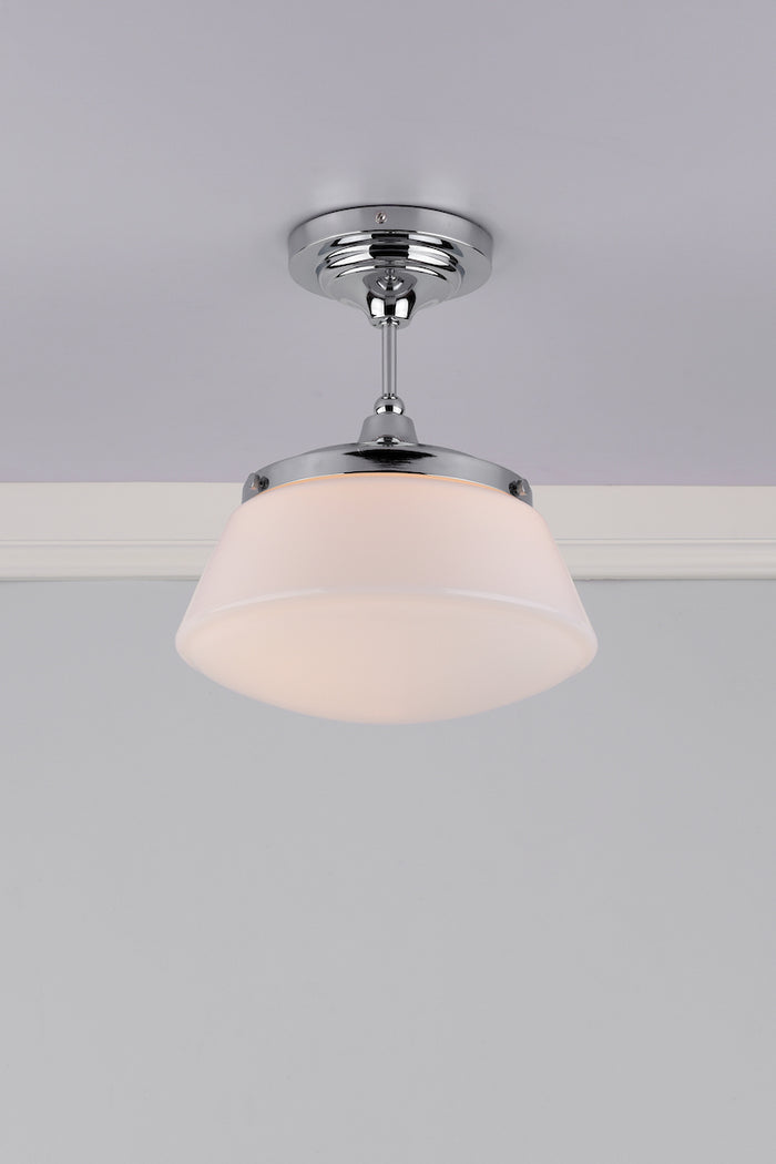 Caden Bathroom Semi Flush Polished Chrome Opal Glass IP44<br>Polished Chrome