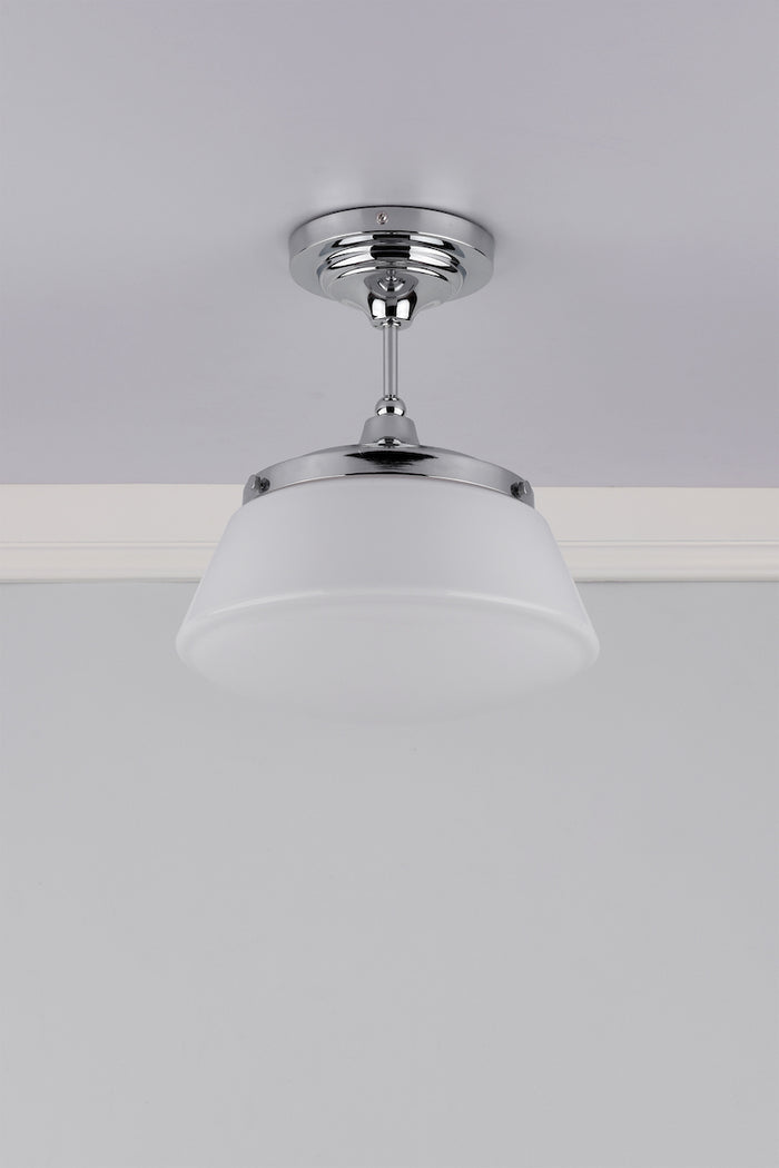 Caden Bathroom Semi Flush Polished Chrome Opal Glass IP44<br>Polished Chrome