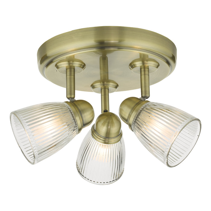 Cedric Bathroom 3 Light Spotlight Antique Brass Glass IP44<br>Antique Brass
