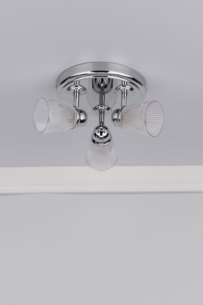 Cedric Bathroom 3 Light Spotlight Polished Chrome Glass IP44<br>Polished Chrome