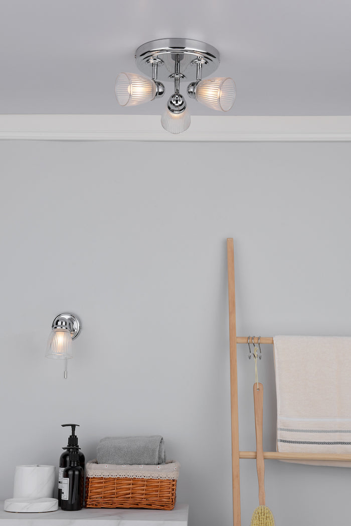 Cedric Bathroom 3 Light Spotlight Polished Chrome Glass IP44<br>Polished Chrome