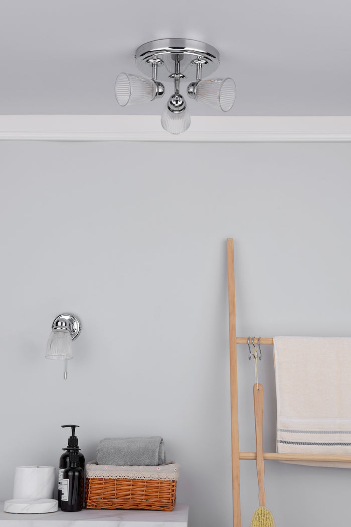 Cedric Bathroom 3 Light Spotlight Polished Chrome Glass IP44<br>Polished Chrome