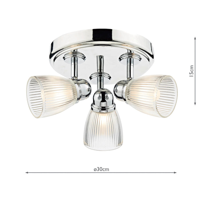Cedric Bathroom 3 Light Spotlight Polished Chrome Glass IP44<br>Polished Chrome