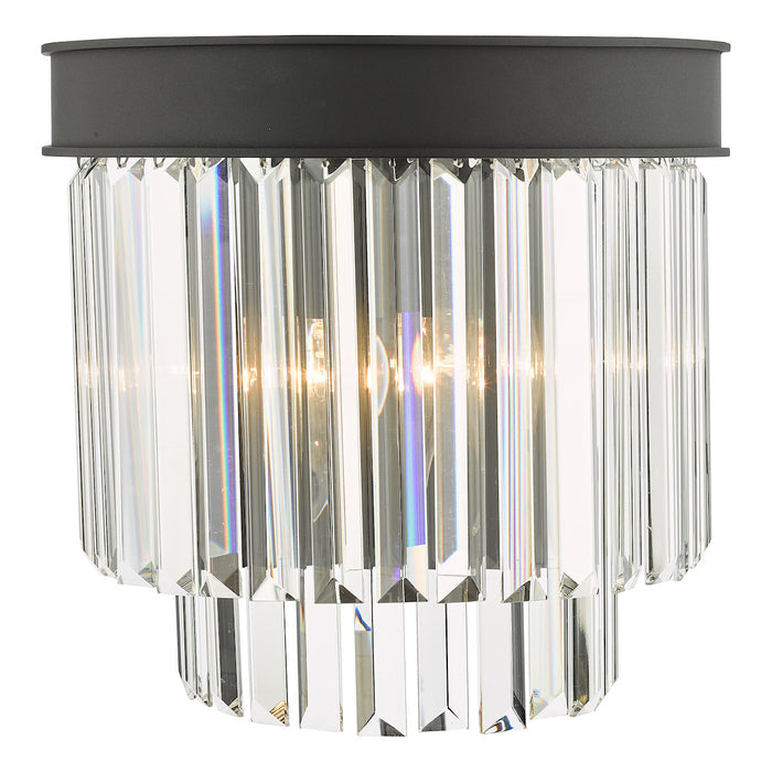 Celeus 2 Light Wall Light Anthracite & Crystal<br>Matt Black