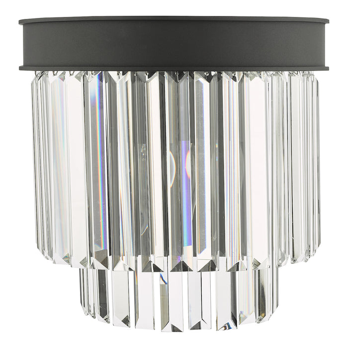 Celeus 2 Light Wall Light Anthracite & Crystal<br>Matt Black