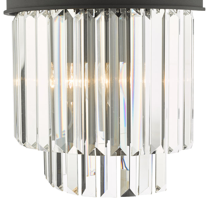 Celeus 2 Light Wall Light Anthracite & Crystal<br>Matt Black