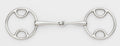 A stainless steel loop ring gag, typically used as a horse bit, displayed against a white background.
