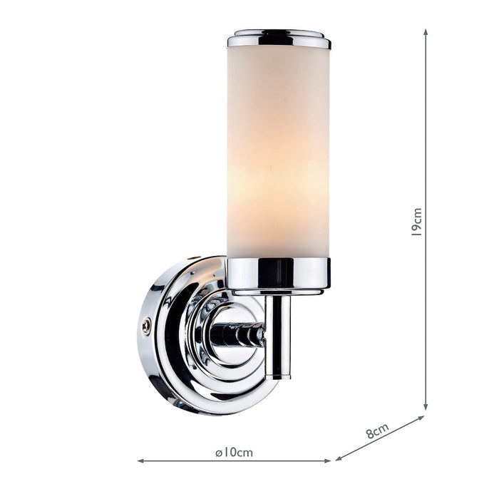 Century Bathroom Wall Light Polished Chrome Opal Glass IP44<br>Polished Chrome