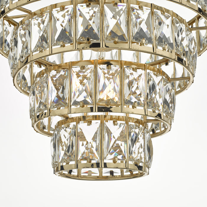 Cerys 1 Light 4 Tier Pendant Crystal & Gold<br>Polished Gold