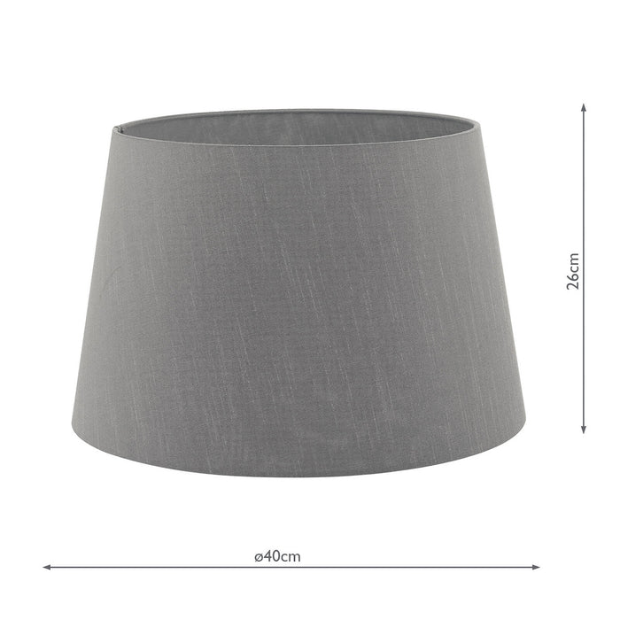 Cezanne Grey Faux Silk Tapered Drum Shade 40cm<br>Grey