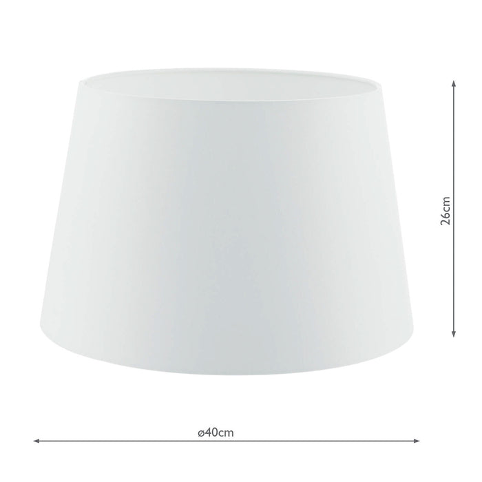 Cezanne White Faux Silk Tapered Drum Shade White 40cm<br>White