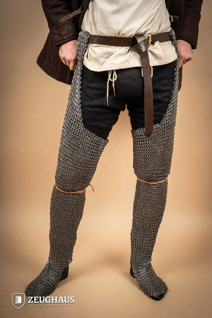 Chainmail Chausses Flatring Wedge Riveted 9mm Steel Oiled-GoblinSmith
