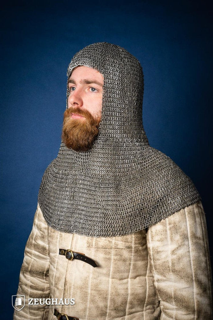 Chainmail Hood Flatring Riveted 6mm Steel Oiled-GoblinSmith