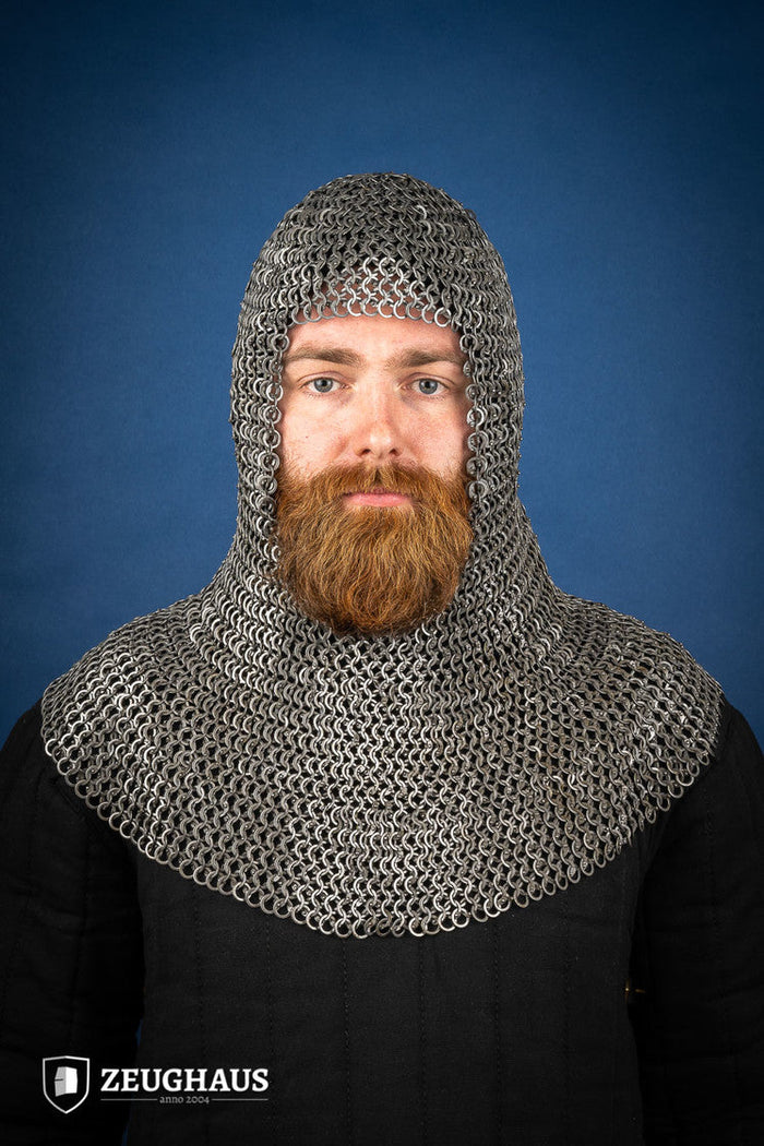 Chainmail Hood Flatring Wedge Riveted 9mm Steel Oiled-GoblinSmith