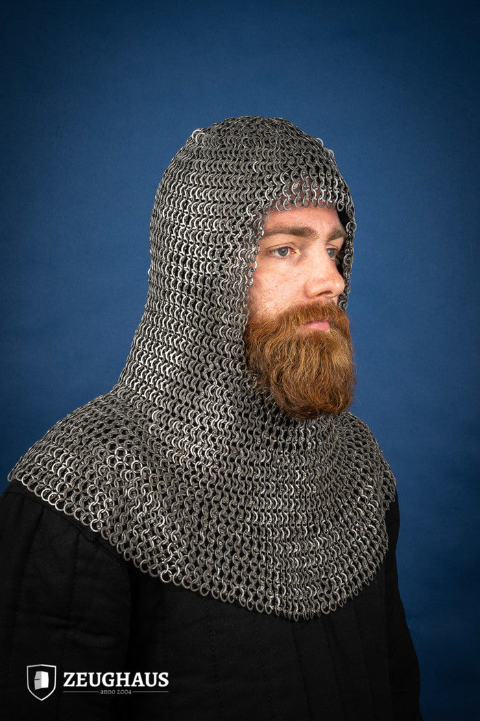 Chainmail Hood Flatring Wedge Riveted 9mm Steel Oiled-GoblinSmith