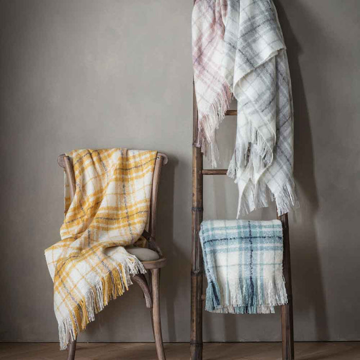 Check Faux Mohair Throw Grey
