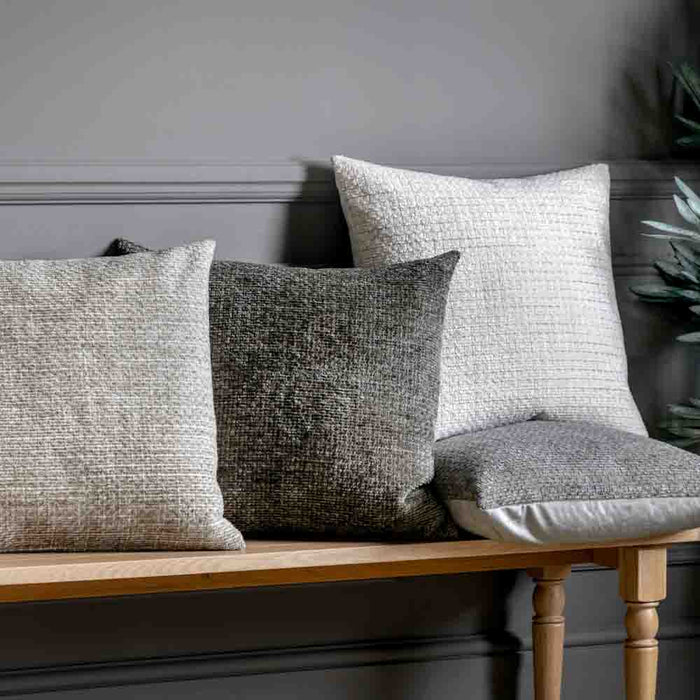 Chenille Cushion Grey - Poly Filled