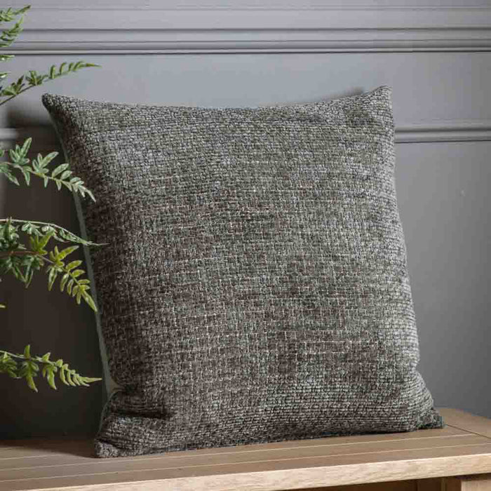Chenille Cushion Olive - Poly Filled