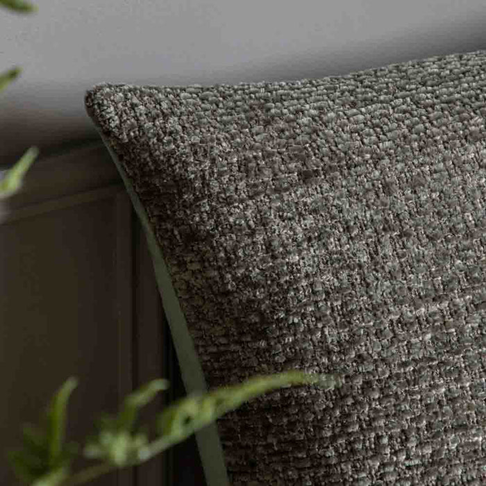 Chenille Cushion Olive - Poly Filled