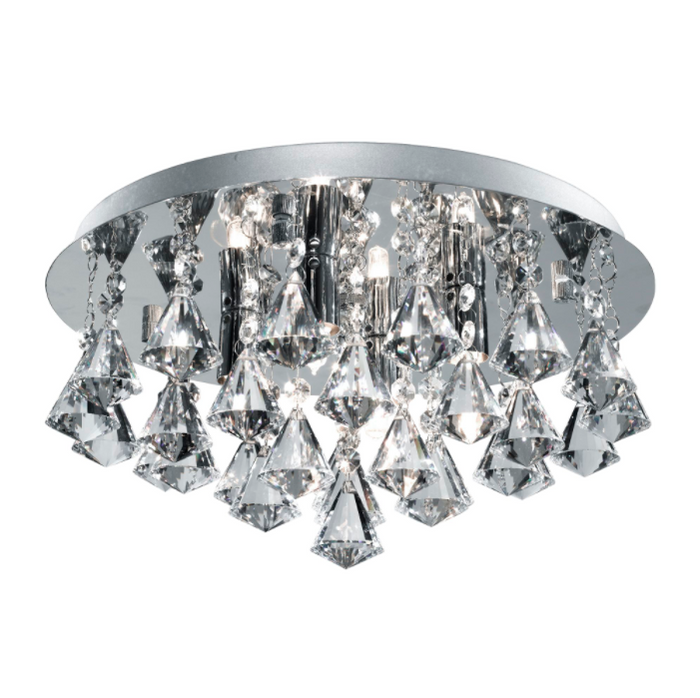 Chrome and Crystal 4 Light Semi-Flush Fitting