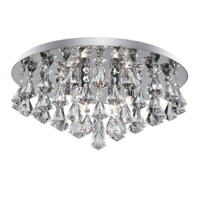 Chrome and Crystal 6 Light Semi-Flush Ceiling Light