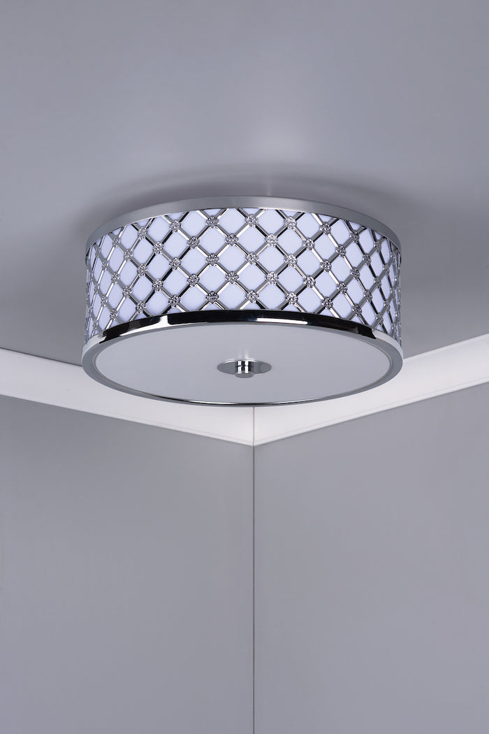 Civic Small 2 Light Flush Polished Chrome Frosted Glass<br>Polished Chrome