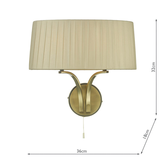Cristin 2 Light Wall Light Antique Brass With Taupe Shade <br>Antique Brass