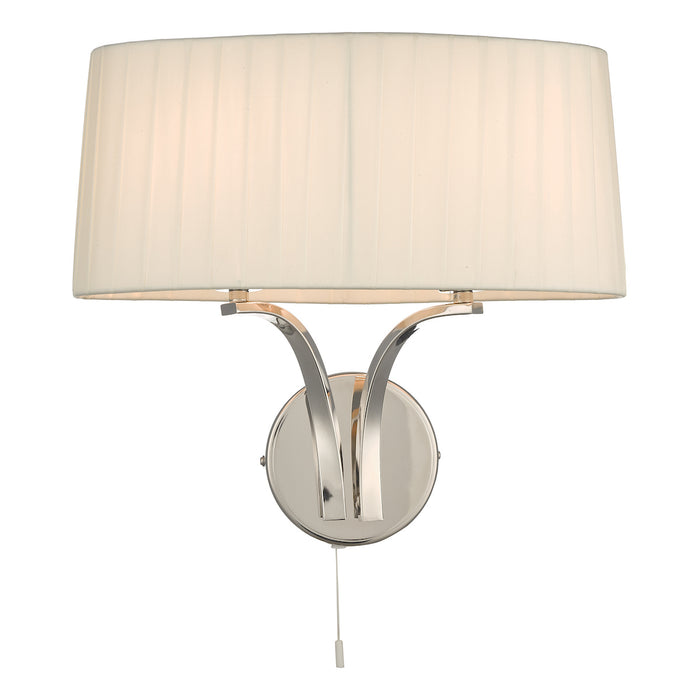 Cristin 2 Light Wall Light Polished Nickel With Ivory Shade <br>Polished Nickel