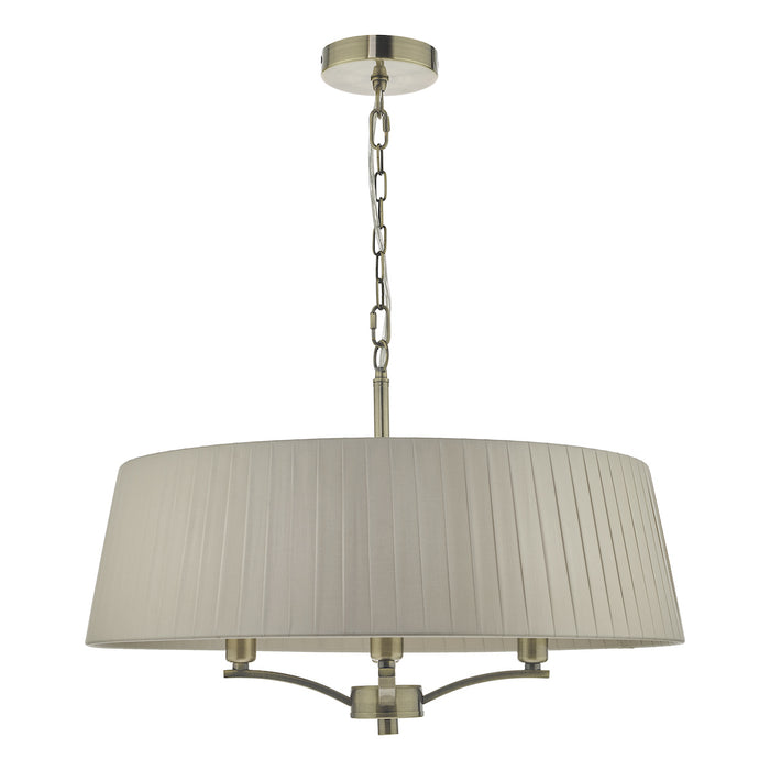 Cristin 4 Light Pendant Antique Brass With Taupe Shade<br>Antique Brass