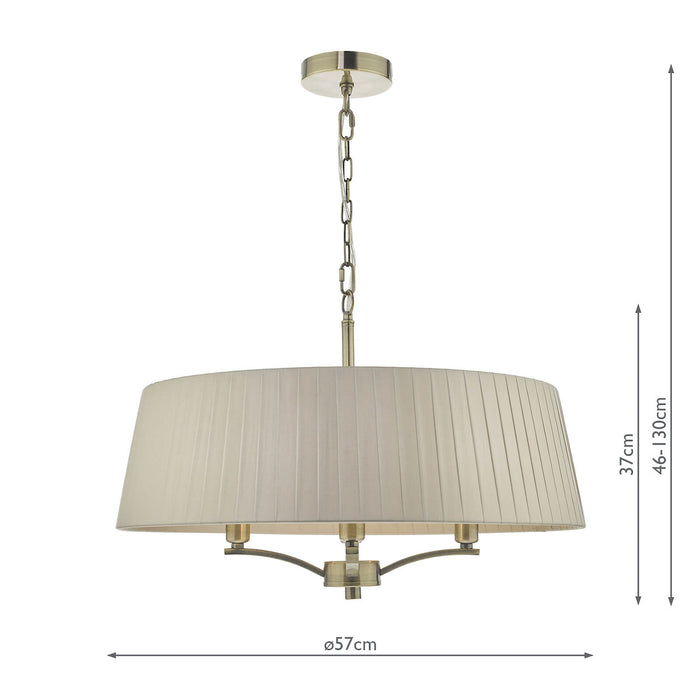 Cristin 4 Light Pendant Antique Brass With Taupe Shade<br>Antique Brass
