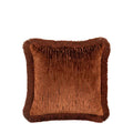 Cut Velvet Fringe Cushion Terracotta - Poly Filled