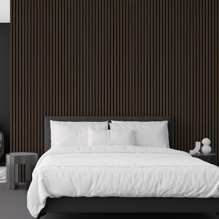 Dark Oak Premium Decorative Acoustic Slat Wall Panel - 2400mm x 600mm