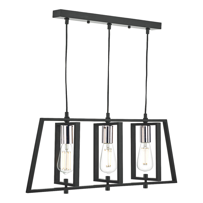 Dax 3 Light Bar Pendant Black & Polished Chrome<br>Matt Black