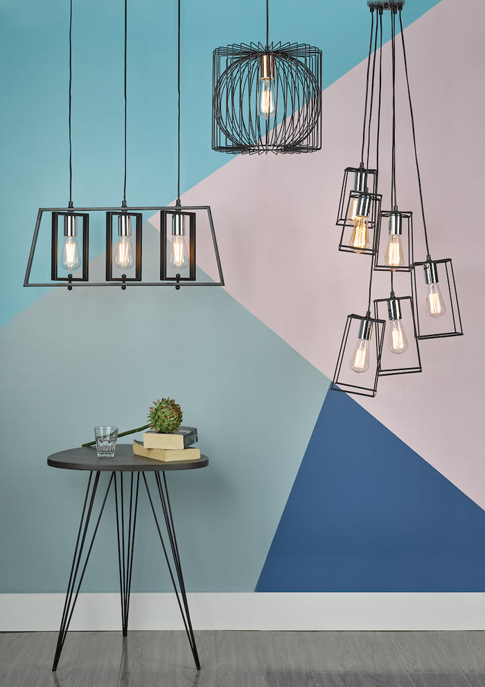 Dax 3 Light Bar Pendant Black & Polished Chrome<br>Matt Black