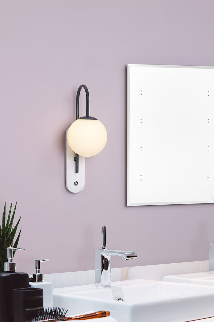 Deuce Bathroom Wall Light Marble Opal Glass IP44<br>Marble Polished Stone
