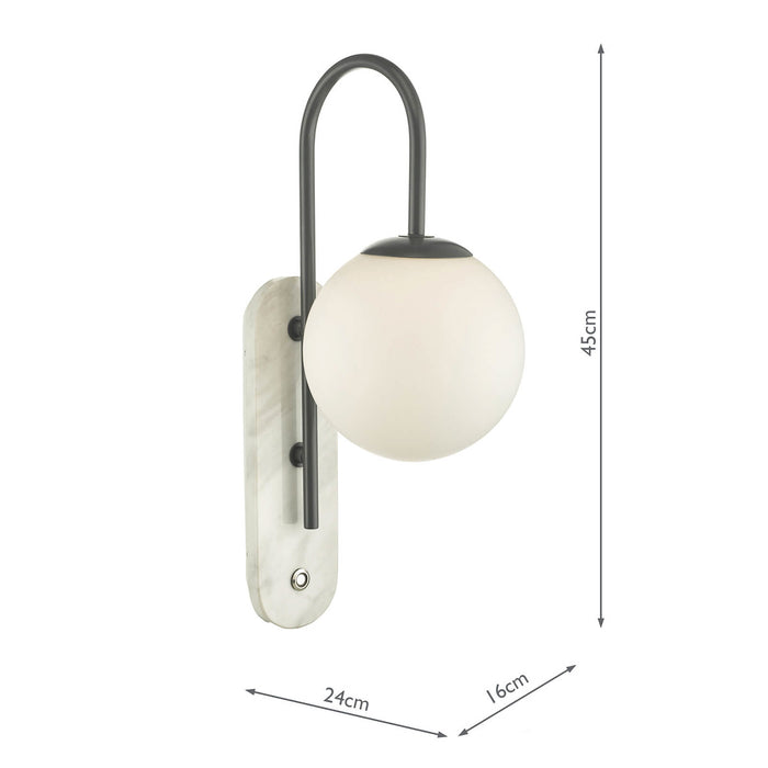 Deuce Bathroom Wall Light Marble Opal Glass IP44<br>Marble Polished Stone