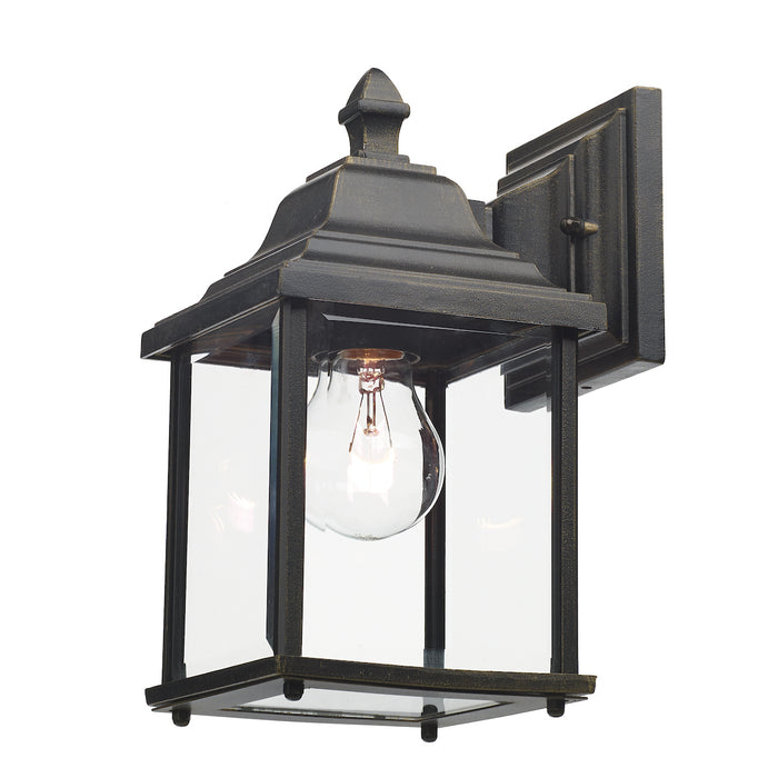 Doyle Outdoor Wall Light Black/Gold Glass IP44<br>Matt Black Gold