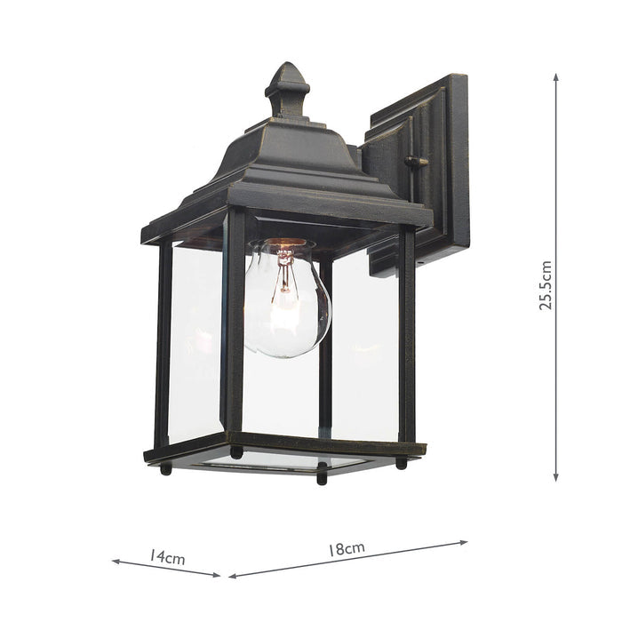 Doyle Outdoor Wall Light Black/Gold Glass IP44<br>Matt Black Gold