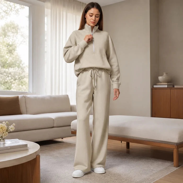 Ease & Elsewhere – Ribbed Oversized Top And Wide-Leg Pants Set