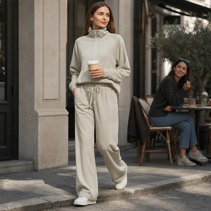 Ease & Elsewhere – Ribbed Oversized Top And Wide-Leg Pants Set