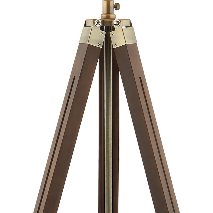 Easel Tripod Floor Lamp Dark Wood Antique Brass Base Only<br>Dark Wood