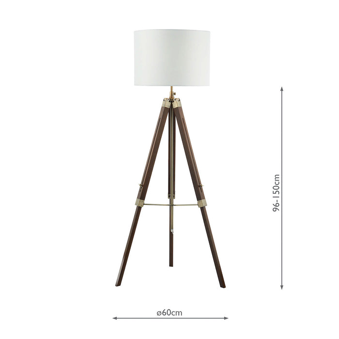 Easel Tripod Floor Lamp Dark Wood Antique Brass Base Only<br>Dark Wood
