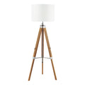 Easel Tripod Floor Lamp Light Wood Polished Chrome Base Only<br>Light Wood