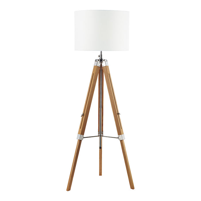 Easel Tripod Floor Lamp Light Wood Polished Chrome Base Only<br>Light Wood