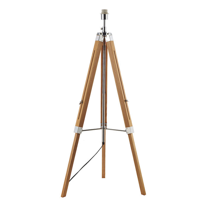 Easel Tripod Floor Lamp Light Wood Polished Chrome Base Only<br>Light Wood