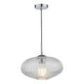Edmond 1 Light Single Pendant Polished Chrome Ribbed Glass<br>Ribbed Glass