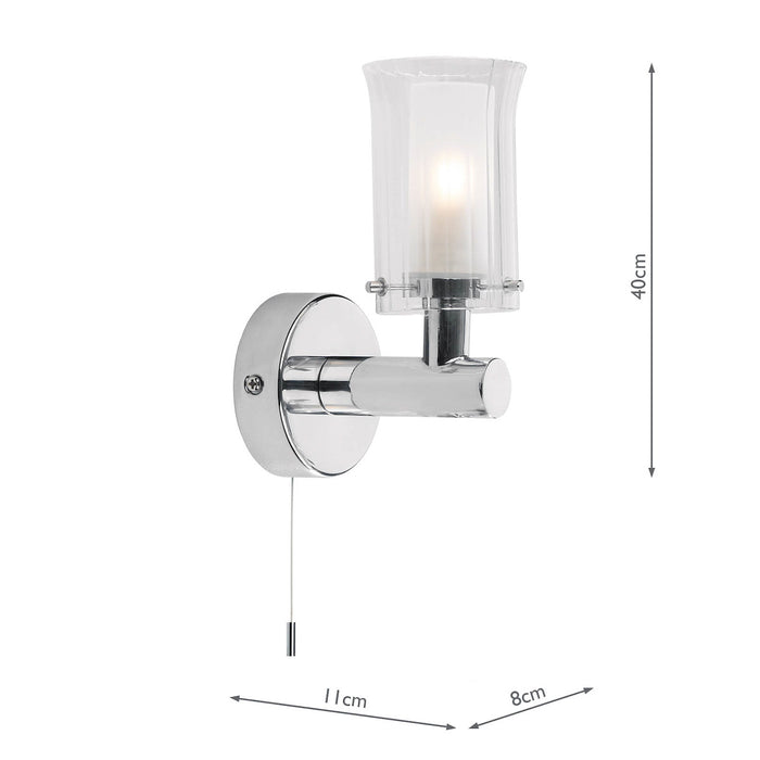Elba Bathroom Wall Light Polished Chrome Glass IP44<br>Polished Chrome